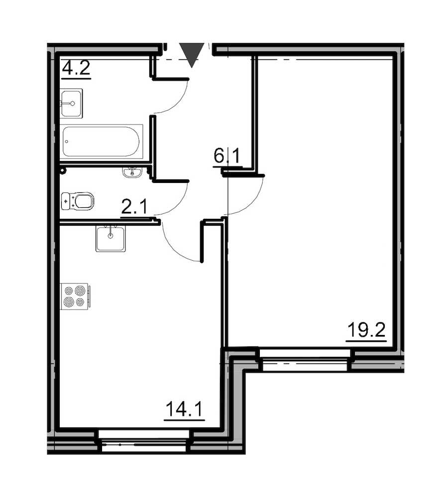 Однокомнатная квартира в : площадь 45.7 м2 , этаж: 1 – купить в Санкт-Петербурге